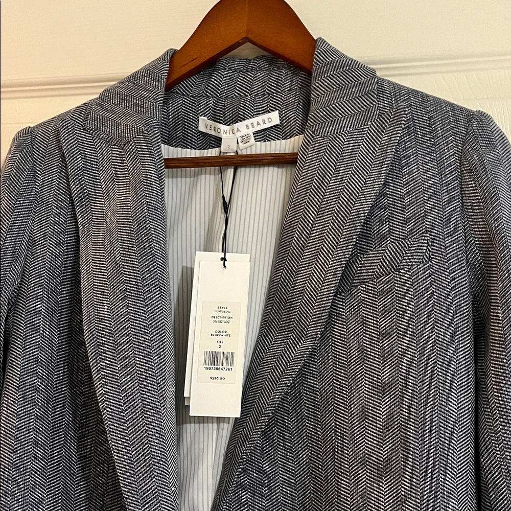 Veronica Beard Black & White Herringbone Oria Dickey Jacket